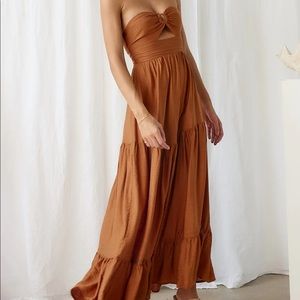 Brown strapless maxi dress size medium!
